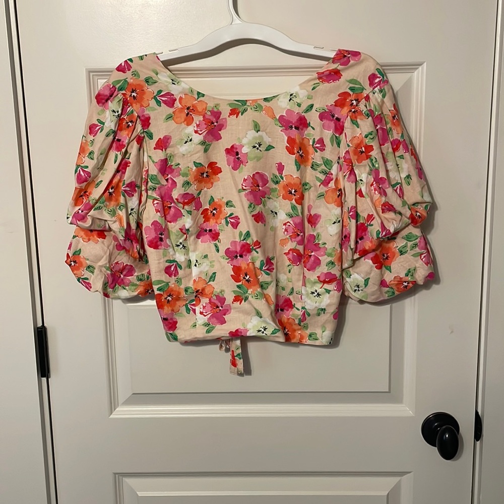 Versona Floral Crop Top - Pink, Orange, Green